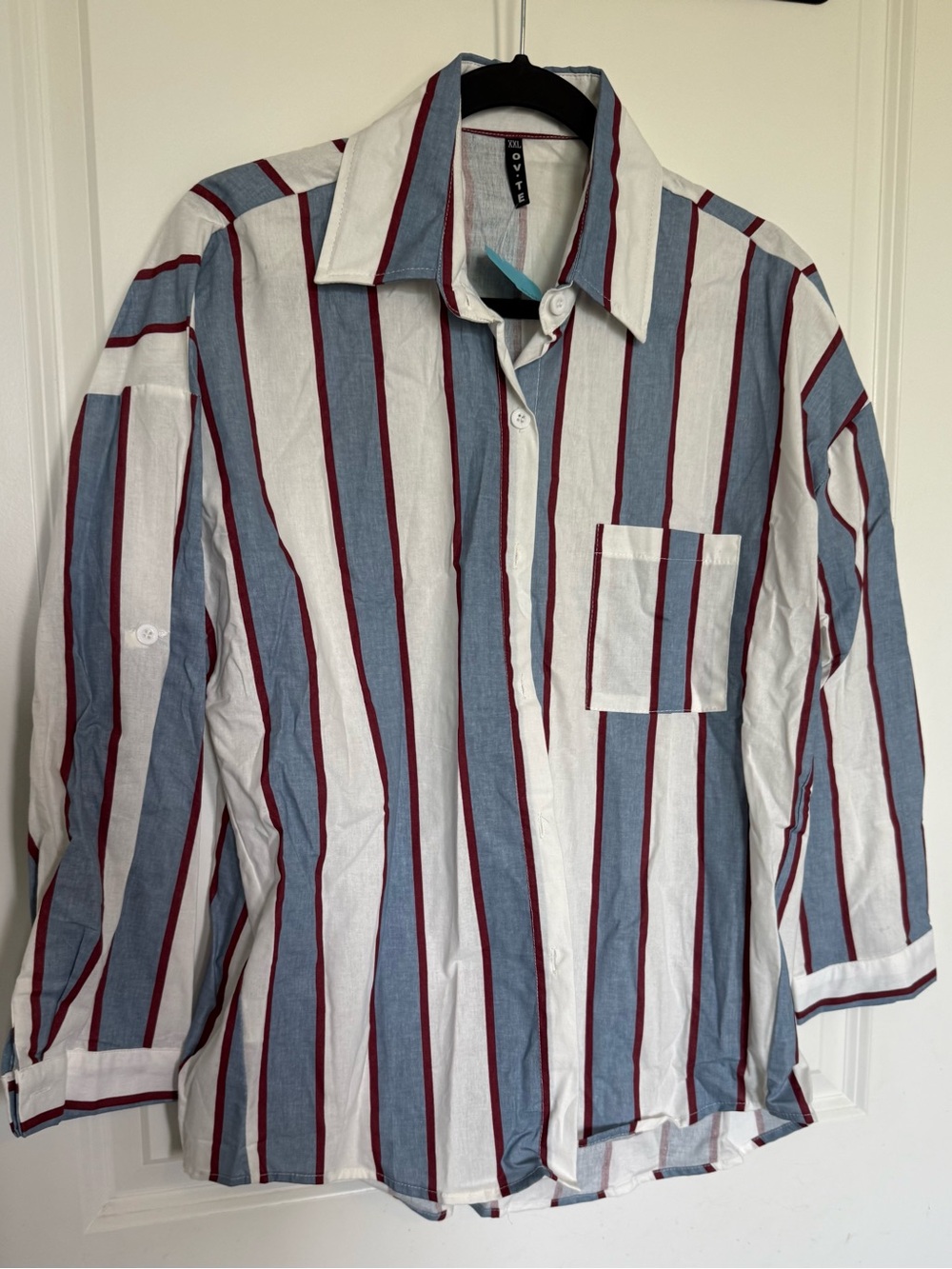 Stripe Button-Up Shirt - White/Blue/Red